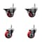 Service Caster 3'' Red Poly Wheel Swivel 7/16'' Grip Ring Stem Caster Set 2 Brakes, 4PK SCC-GR20S314-PPUB-RED-PLB-716138-2S2 - alternate 1